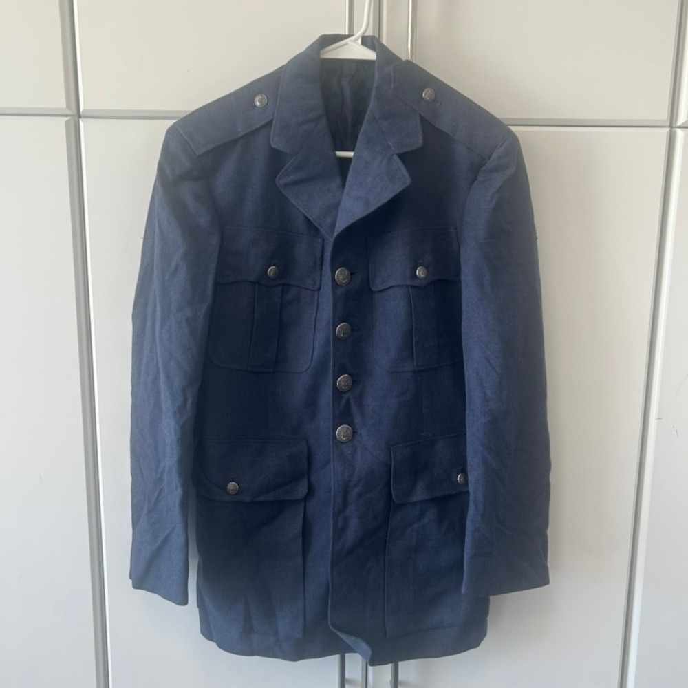 Vintage US Air Force‎ Blue Dress Uniform Jacket Military Tunic Silver Eagle